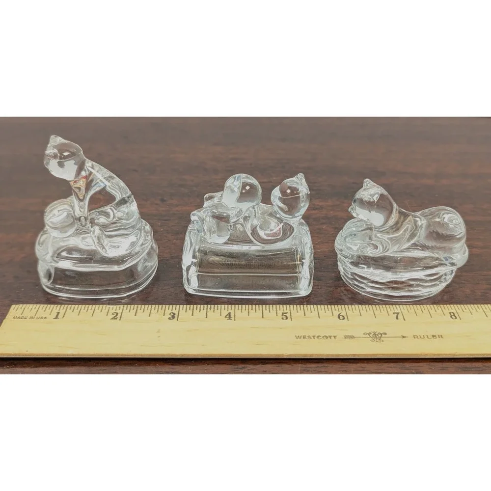 Vintage Avon Crystal Cats Lot of 3 Lead Crystal Figurines 1994 1995 Clear Glass